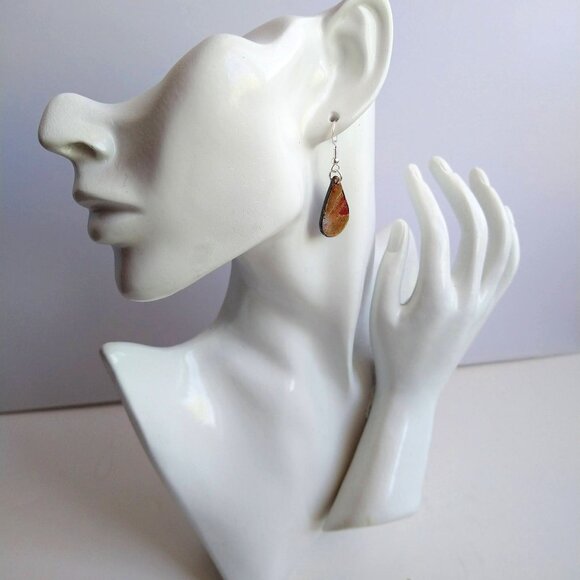 Handmade métal color mix polymer clay earrings. Boucles d'oreilles - Picture 3 of 6